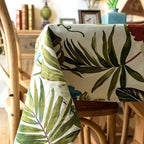 Cotton Tablecloth With Monstera Leaves