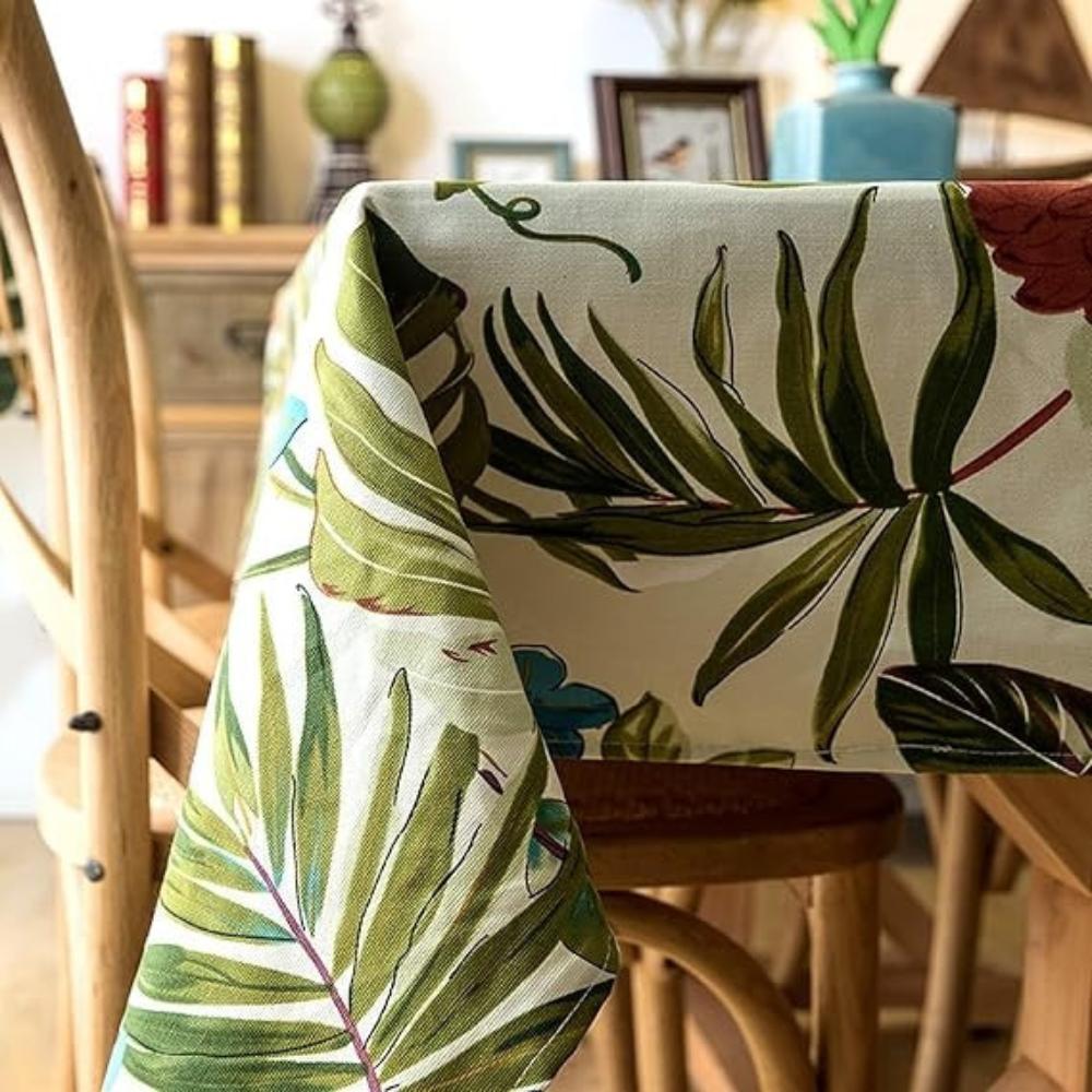 Cotton Tablecloth With Monstera Leaves