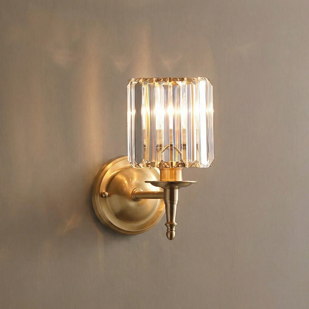AuroraLume Elegant Shimmering Brass Wall Sconce Light Fixture