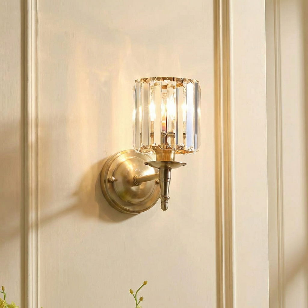 AuroraLume Elegant Shimmering Brass Wall Sconce Light Fixture