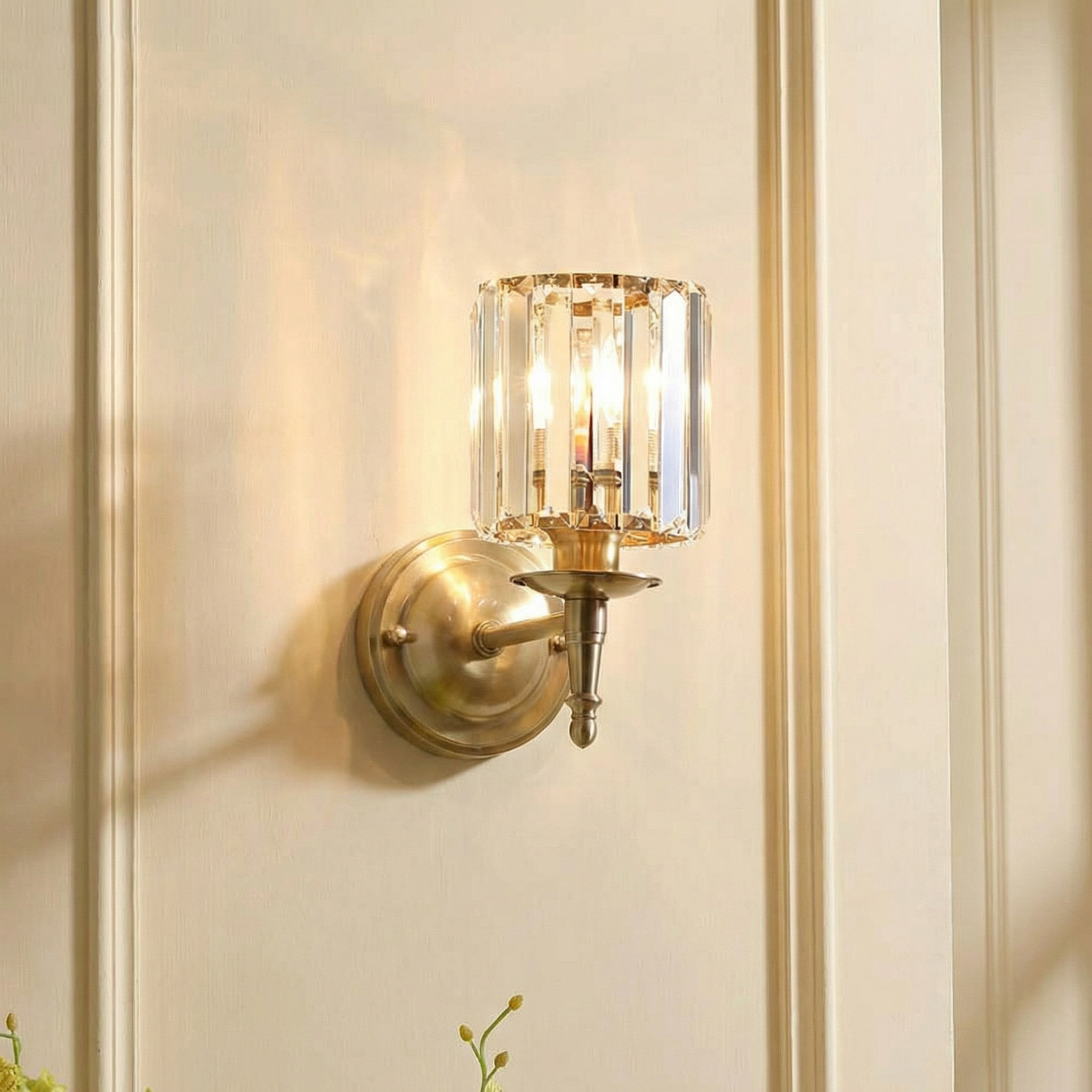 AuroraLume Elegant Shimmering Brass Wall Sconce Light Fixture
