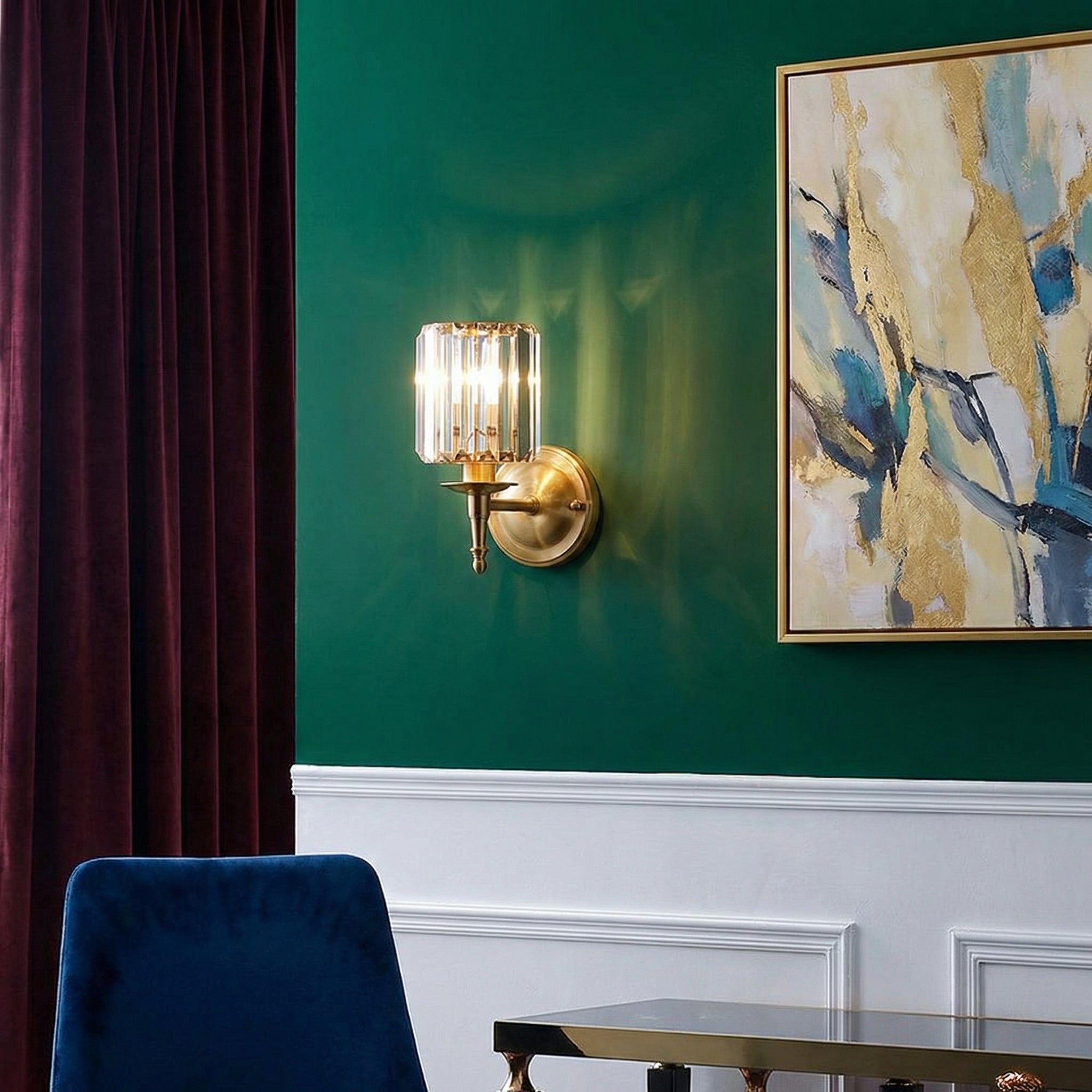 AuroraLume Elegant Shimmering Brass Wall Sconce Light Fixture