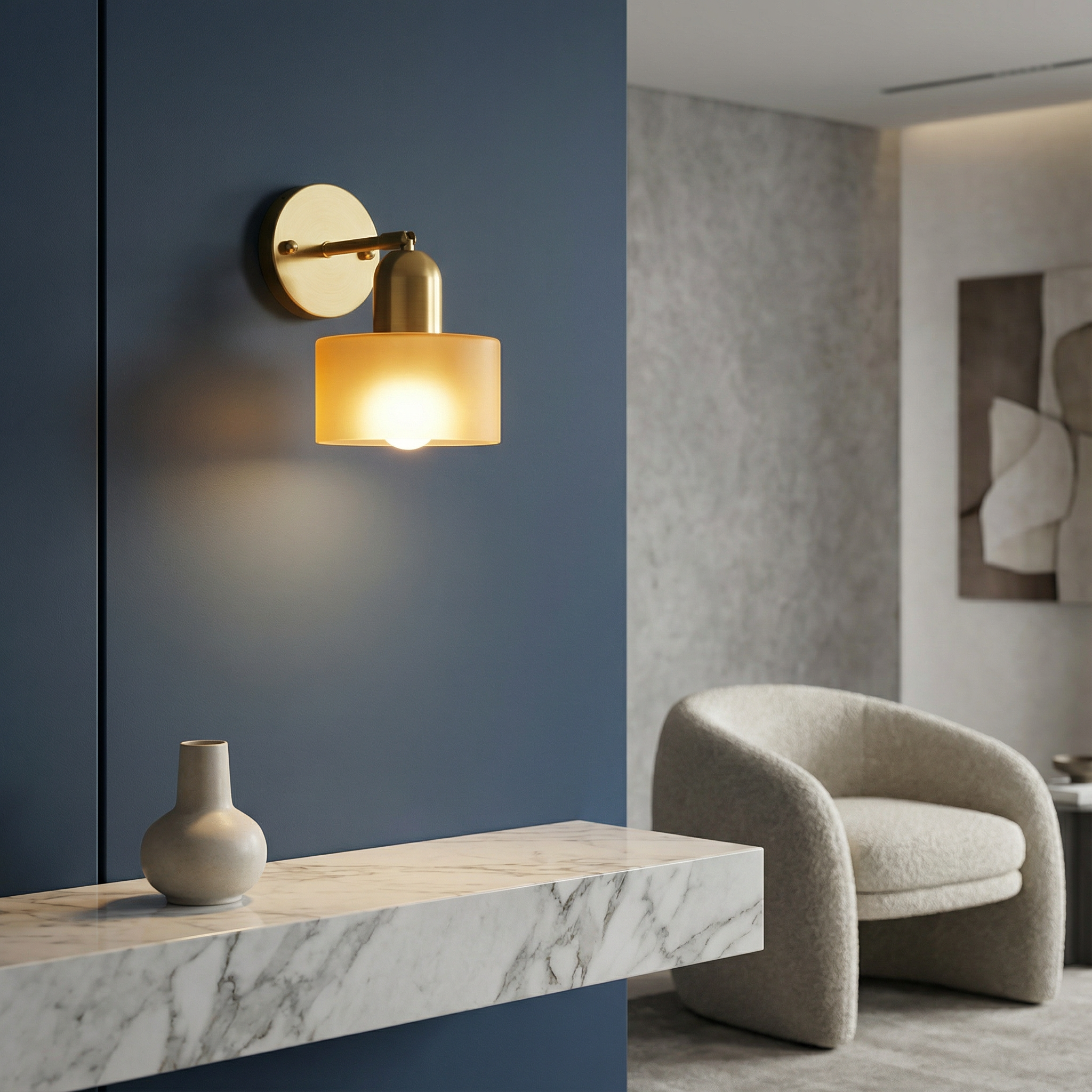 Modern Wall Light With Colored Glass Sconce And LED Compatibility For Warm Ambiance