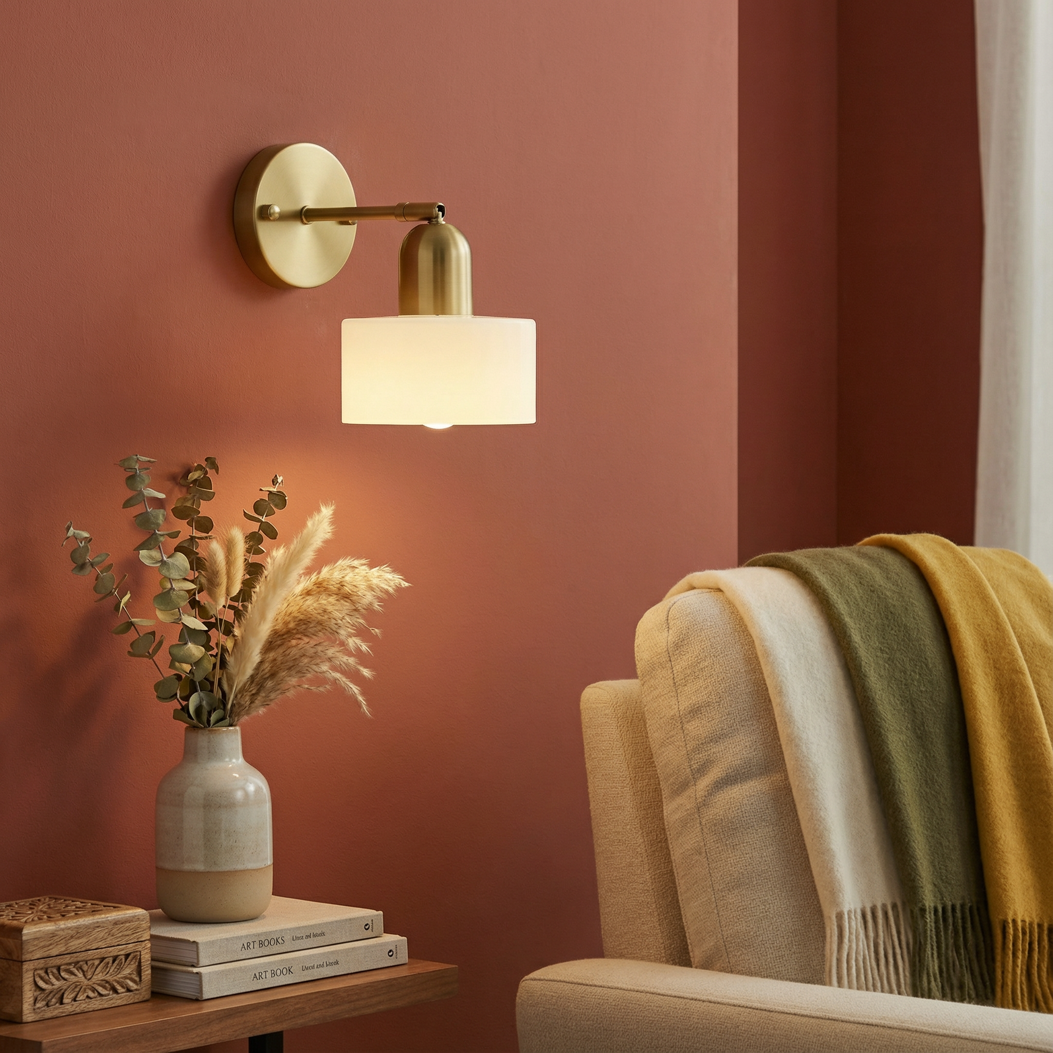 Modern Wall Light With Colored Glass Sconce And LED Compatibility For Warm Ambiance