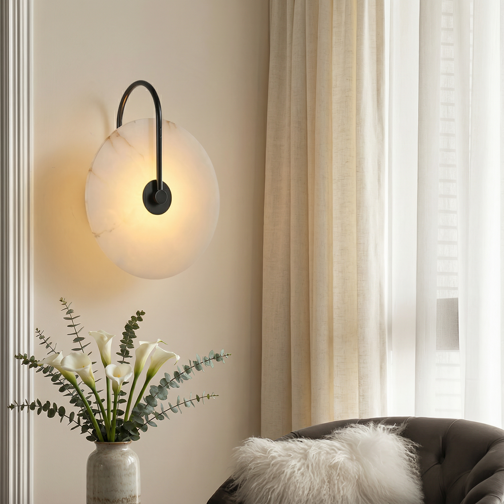 Elegant Aurora Marble Wall Lamp With Soft LED Light For Warm Ambiance