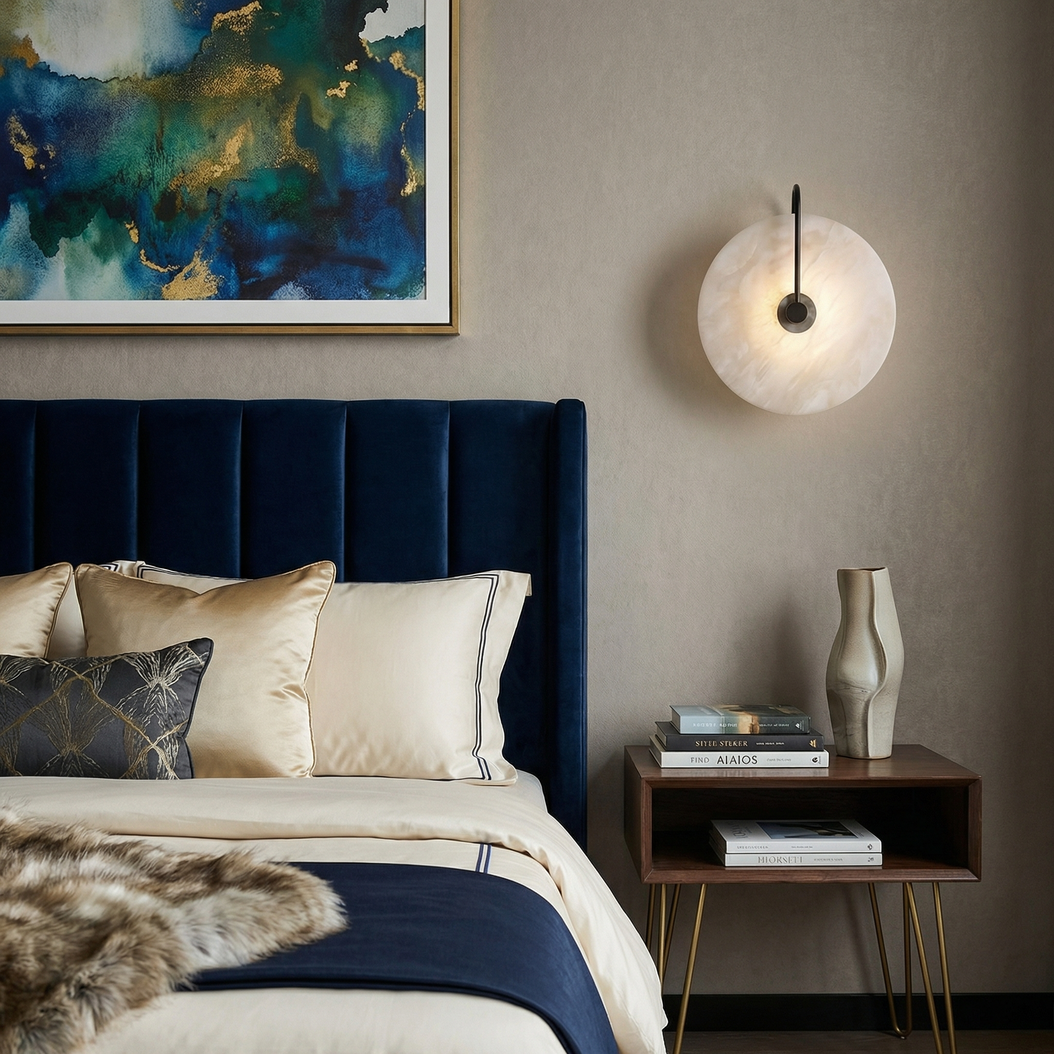 Elegant Aurora Marble Wall Lamp With Soft LED Light For Warm Ambiance