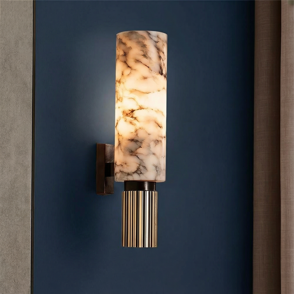 Contemporary Copper Stone Wall Light With LED Bulb For Warm Ambiance