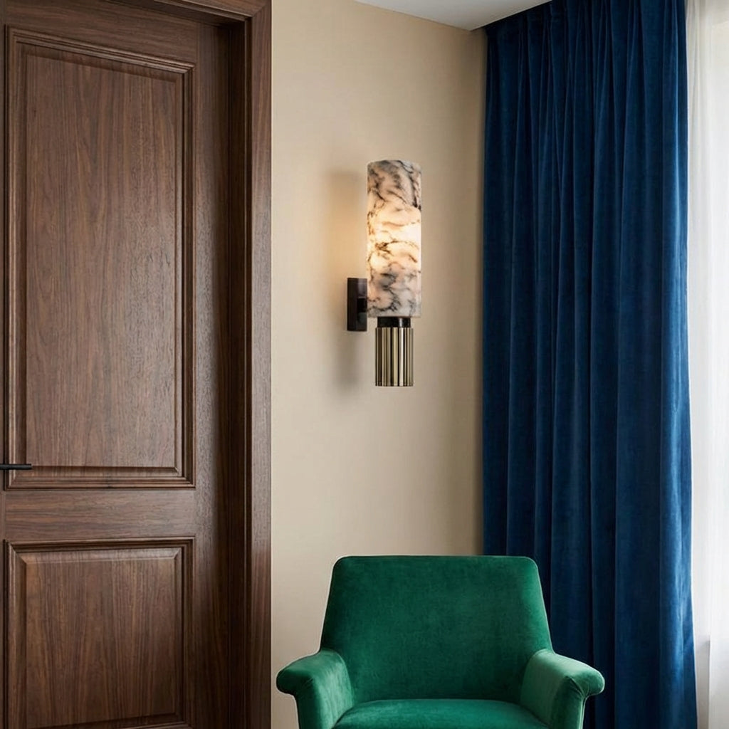 Contemporary Copper Stone Wall Light With LED Bulb For Warm Ambiance