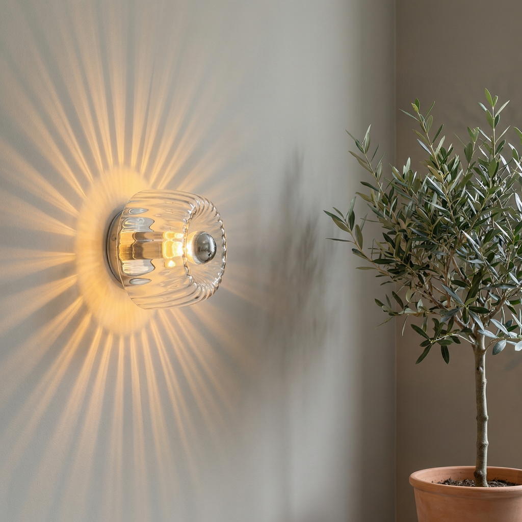 Contemporary Wall Light With Sculptural Glass Design And Soft LED Illumination